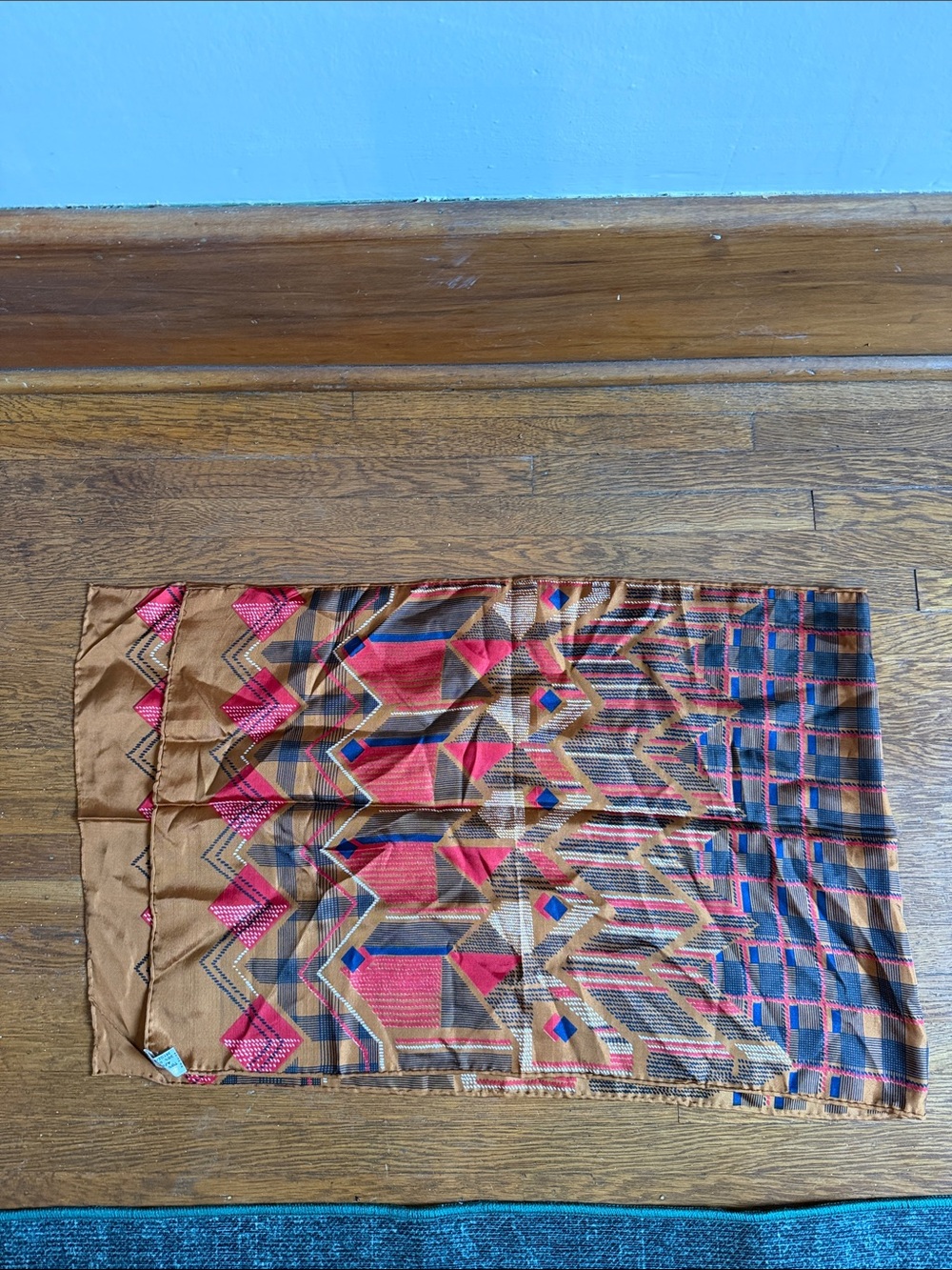 Echo Design Brown & Red Geometric Silk Scarf